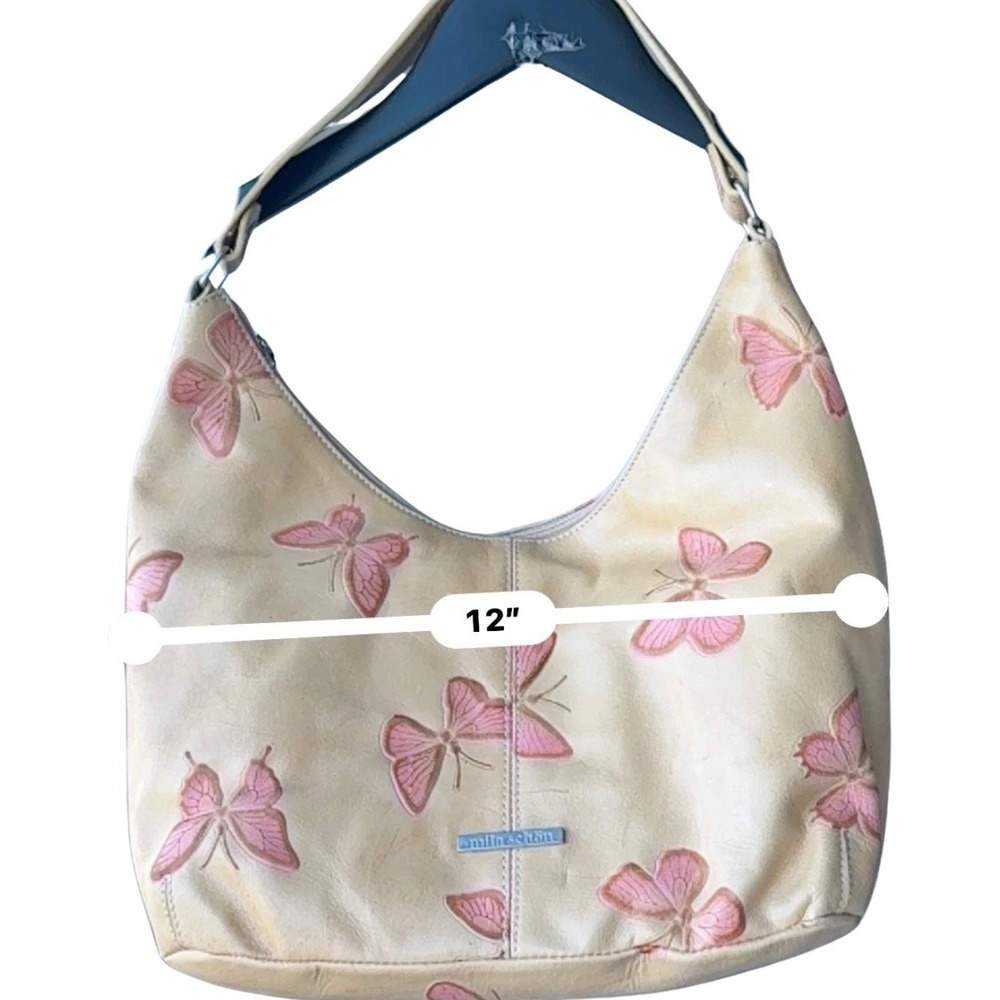Mila Schon Vintage Y2K Butterfly Leather Handbag Cream Pink Fairy Coquette Rare - Picture 10 of 12